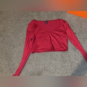 red xs crop top